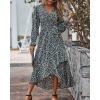 imageBTFBM Women Long Sleeve Dresses Spring Summer Clothes 2025 V Neck Floral High Waist Ruffle Boho Wedding Guest DressFloral Light Blue Apricot