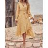 imageBTFBM Women Long Sleeve Dresses Spring Summer Clothes 2025 V Neck Floral High Waist Ruffle Boho Wedding Guest DressWhite Floral Yellow
