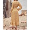 imageBTFBM Women Long Sleeve Dresses Spring Summer Clothes 2025 V Neck Floral High Waist Ruffle Boho Wedding Guest DressWhite Floral Yellow