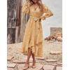 imageBTFBM Women Long Sleeve Dresses Spring Summer Clothes 2025 V Neck Floral High Waist Ruffle Boho Wedding Guest DressWhite Floral Yellow