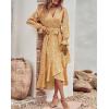 imageBTFBM Women Long Sleeve Dresses Spring Summer Clothes 2025 V Neck Floral High Waist Ruffle Boho Wedding Guest DressWhite Floral Yellow
