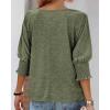 imageBTFBM Womens Casual 34 Sleeve Tops Dressy 2025 Summer Fall T Shirts Crewneck Loose Tunic Vacation BlousesArmy Green