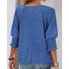 imageBTFBM Womens Casual 34 Sleeve Tops Dressy 2025 Summer Fall T Shirts Crewneck Loose Tunic Vacation BlousesBrilliant Blue
