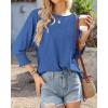 imageBTFBM Womens Casual 34 Sleeve Tops Dressy 2025 Summer Fall T Shirts Crewneck Loose Tunic Vacation BlousesBrilliant Blue