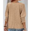 imageBTFBM Womens Casual 34 Sleeve Tops Dressy 2025 Summer Fall T Shirts Crewneck Loose Tunic Vacation BlousesKhaki