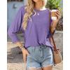 imageBTFBM Womens Casual 34 Sleeve Tops Dressy 2025 Summer Fall T Shirts Crewneck Loose Tunic Vacation BlousesPurple