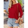 imageBTFBM Womens Casual 34 Sleeve Tops Dressy 2025 Summer Fall T Shirts Crewneck Loose Tunic Vacation BlousesRed