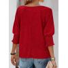 imageBTFBM Womens Casual 34 Sleeve Tops Dressy 2025 Summer Fall T Shirts Crewneck Loose Tunic Vacation BlousesRed