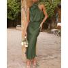 imageBTFBM Womens Sleeveless Cocktail Dresses Mock Neck Keyhole Elastic High Waist Evening Party Maxi Wedding Guest DressSolid Army Green