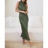imageBTFBM Womens Sleeveless Cocktail Dresses Mock Neck Keyhole Elastic High Waist Evening Party Maxi Wedding Guest DressSolid Army Green