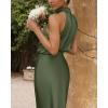 imageBTFBM Womens Sleeveless Cocktail Dresses Mock Neck Keyhole Elastic High Waist Evening Party Maxi Wedding Guest DressSolid Army Green