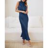 imageBTFBM Womens Sleeveless Cocktail Dresses Mock Neck Keyhole Elastic High Waist Evening Party Maxi Wedding Guest DressSolid Dark Blue