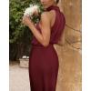 imageBTFBM Womens Sleeveless Cocktail Dresses Mock Neck Keyhole Elastic High Waist Evening Party Maxi Wedding Guest DressSolid Deep Red