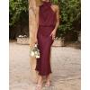 imageBTFBM Womens Sleeveless Cocktail Dresses Mock Neck Keyhole Elastic High Waist Evening Party Maxi Wedding Guest DressSolid Deep Red