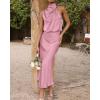 imageBTFBM Womens Sleeveless Cocktail Dresses Mock Neck Keyhole Elastic High Waist Evening Party Maxi Wedding Guest DressSolid Dusty Pink