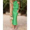 imageBTFBM Womens Sleeveless Cocktail Dresses Mock Neck Keyhole Elastic High Waist Evening Party Maxi Wedding Guest DressSolid Grass Green