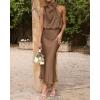 imageBTFBM Womens Sleeveless Cocktail Dresses Mock Neck Keyhole Elastic High Waist Evening Party Maxi Wedding Guest DressSolid Khaki