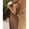 imageBTFBM Womens Sleeveless Cocktail Dresses Mock Neck Keyhole Elastic High Waist Evening Party Maxi Wedding Guest DressSolid Khaki