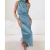 imageBTFBM Womens Sleeveless Cocktail Dresses Mock Neck Keyhole Elastic High Waist Evening Party Maxi Wedding Guest DressSolid Light Blue