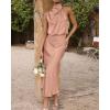imageBTFBM Womens Sleeveless Cocktail Dresses Mock Neck Keyhole Elastic High Waist Evening Party Maxi Wedding Guest DressSolid Light Khaki