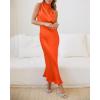 imageBTFBM Womens Sleeveless Cocktail Dresses Mock Neck Keyhole Elastic High Waist Evening Party Maxi Wedding Guest DressSolid Orange