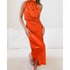 imageBTFBM Womens Sleeveless Cocktail Dresses Mock Neck Keyhole Elastic High Waist Evening Party Maxi Wedding Guest DressSolid Orange