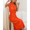imageBTFBM Womens Sleeveless Cocktail Dresses Mock Neck Keyhole Elastic High Waist Evening Party Maxi Wedding Guest DressSolid Orange