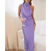 imageBTFBM Womens Sleeveless Cocktail Dresses Mock Neck Keyhole Elastic High Waist Evening Party Maxi Wedding Guest DressSolid Purple