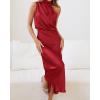 imageBTFBM Womens Sleeveless Cocktail Dresses Mock Neck Keyhole Elastic High Waist Evening Party Maxi Wedding Guest DressSolid Red
