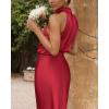 imageBTFBM Womens Sleeveless Cocktail Dresses Mock Neck Keyhole Elastic High Waist Evening Party Maxi Wedding Guest DressSolid Red