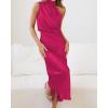imageBTFBM Womens Sleeveless Cocktail Dresses Mock Neck Keyhole Elastic High Waist Evening Party Maxi Wedding Guest DressSolid Rose Red