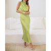 imageBTFBM Womens Sleeveless Cocktail Dresses Mock Neck Keyhole Elastic High Waist Evening Party Maxi Wedding Guest DressSolid Tender Green