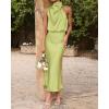 imageBTFBM Womens Sleeveless Cocktail Dresses Mock Neck Keyhole Elastic High Waist Evening Party Maxi Wedding Guest DressSolid Tender Green