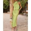 imageBTFBM Womens Sleeveless Cocktail Dresses Mock Neck Keyhole Elastic High Waist Evening Party Maxi Wedding Guest DressSolid Tender Green