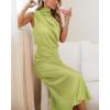 imageBTFBM Womens Sleeveless Cocktail Dresses Mock Neck Keyhole Elastic High Waist Evening Party Maxi Wedding Guest DressSolid Tender Green
