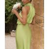 imageBTFBM Womens Sleeveless Cocktail Dresses Mock Neck Keyhole Elastic High Waist Evening Party Maxi Wedding Guest DressSolid Tender Green
