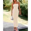 imageBTFBM Womens Tube Strapless Maxi Dress 2025 Summer Knit Backless Slit Bodycon Wedding Party Formal Cocktail DressesBeige