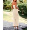 imageBTFBM Womens Tube Strapless Maxi Dress 2025 Summer Knit Backless Slit Bodycon Wedding Party Formal Cocktail DressesBeige