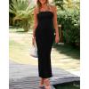 imageBTFBM Womens Tube Strapless Maxi Dress 2025 Summer Knit Backless Slit Bodycon Wedding Party Formal Cocktail DressesBlack