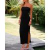 imageBTFBM Womens Tube Strapless Maxi Dress 2025 Summer Knit Backless Slit Bodycon Wedding Party Formal Cocktail DressesBlack