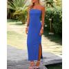 imageBTFBM Womens Tube Strapless Maxi Dress 2025 Summer Knit Backless Slit Bodycon Wedding Party Formal Cocktail DressesBlue