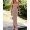 imageBTFBM Womens Tube Strapless Maxi Dress 2025 Summer Knit Backless Slit Bodycon Wedding Party Formal Cocktail DressesKhaki