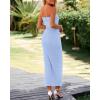 imageBTFBM Womens Tube Strapless Maxi Dress 2025 Summer Knit Backless Slit Bodycon Wedding Party Formal Cocktail DressesLight Blue