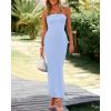 imageBTFBM Womens Tube Strapless Maxi Dress 2025 Summer Knit Backless Slit Bodycon Wedding Party Formal Cocktail DressesLight Blue