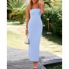 imageBTFBM Womens Tube Strapless Maxi Dress 2025 Summer Knit Backless Slit Bodycon Wedding Party Formal Cocktail DressesLight Blue