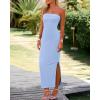 imageBTFBM Womens Tube Strapless Maxi Dress 2025 Summer Knit Backless Slit Bodycon Wedding Party Formal Cocktail DressesLight Blue