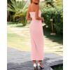imageBTFBM Womens Tube Strapless Maxi Dress 2025 Summer Knit Backless Slit Bodycon Wedding Party Formal Cocktail DressesPink
