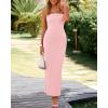 imageBTFBM Womens Tube Strapless Maxi Dress 2025 Summer Knit Backless Slit Bodycon Wedding Party Formal Cocktail DressesPink
