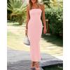 imageBTFBM Womens Tube Strapless Maxi Dress 2025 Summer Knit Backless Slit Bodycon Wedding Party Formal Cocktail DressesPink