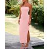 imageBTFBM Womens Tube Strapless Maxi Dress 2025 Summer Knit Backless Slit Bodycon Wedding Party Formal Cocktail DressesPink